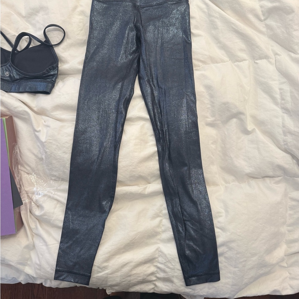 Lululemon Athletica Metallic midnight blue leggings